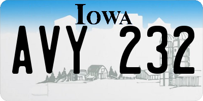 IA license plate AVY232