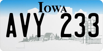 IA license plate AVY233