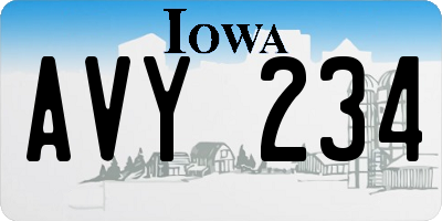 IA license plate AVY234