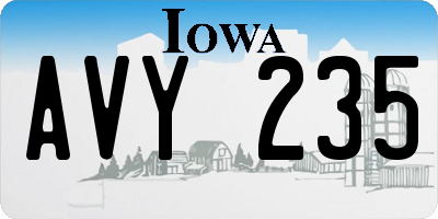 IA license plate AVY235