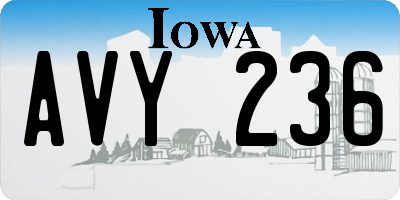 IA license plate AVY236