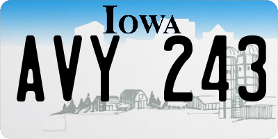 IA license plate AVY243