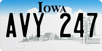 IA license plate AVY247