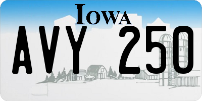 IA license plate AVY250