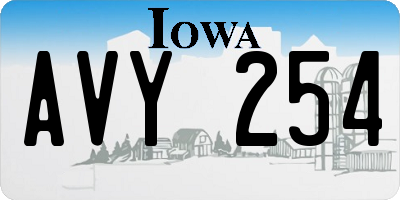 IA license plate AVY254