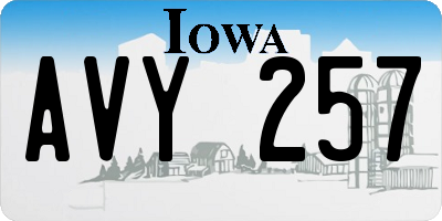 IA license plate AVY257