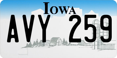 IA license plate AVY259