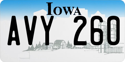 IA license plate AVY260