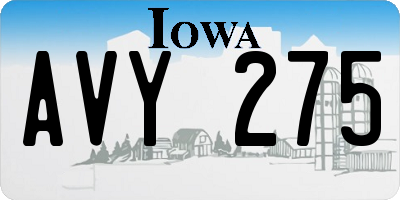 IA license plate AVY275