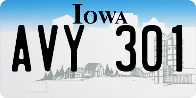 IA license plate AVY301