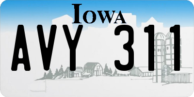 IA license plate AVY311