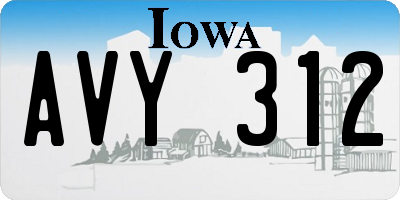 IA license plate AVY312