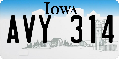 IA license plate AVY314