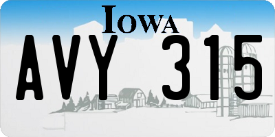 IA license plate AVY315