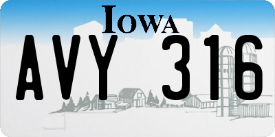 IA license plate AVY316