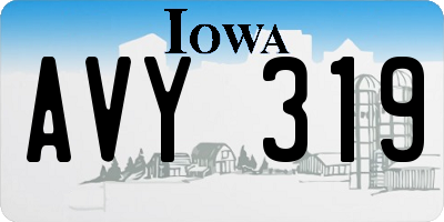 IA license plate AVY319