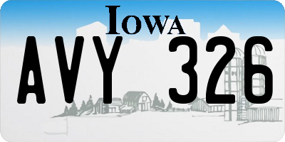 IA license plate AVY326