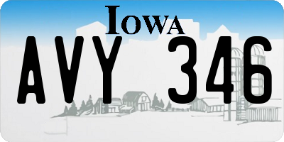 IA license plate AVY346