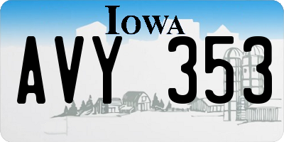 IA license plate AVY353