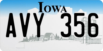 IA license plate AVY356