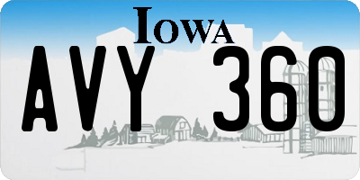 IA license plate AVY360
