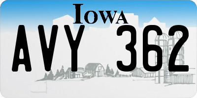 IA license plate AVY362