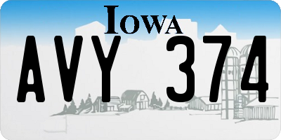 IA license plate AVY374