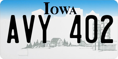 IA license plate AVY402