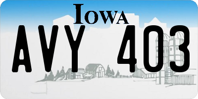 IA license plate AVY403
