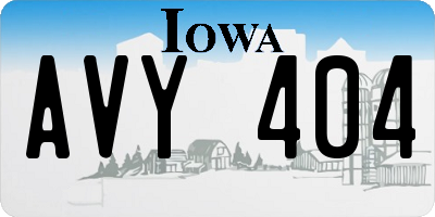 IA license plate AVY404