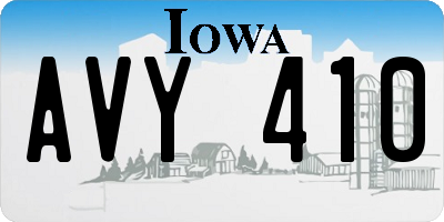 IA license plate AVY410