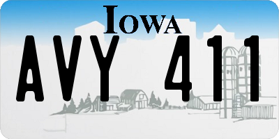 IA license plate AVY411