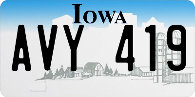 IA license plate AVY419