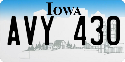 IA license plate AVY430