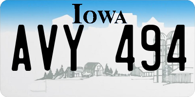 IA license plate AVY494