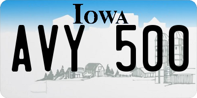 IA license plate AVY500
