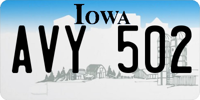 IA license plate AVY502