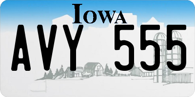 IA license plate AVY555