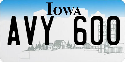 IA license plate AVY600