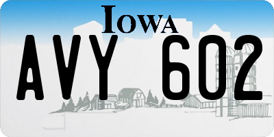 IA license plate AVY602
