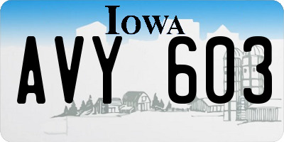 IA license plate AVY603