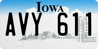 IA license plate AVY611
