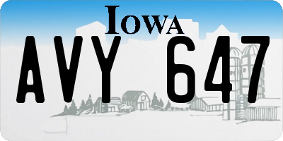 IA license plate AVY647