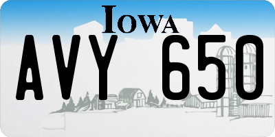 IA license plate AVY650