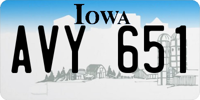 IA license plate AVY651