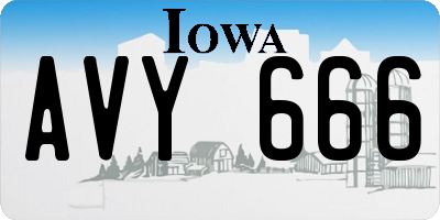 IA license plate AVY666