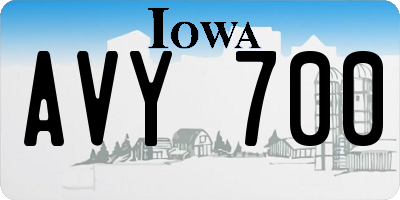 IA license plate AVY700