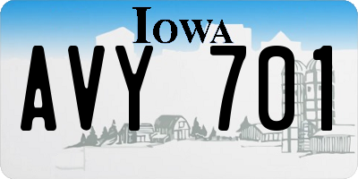 IA license plate AVY701