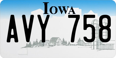 IA license plate AVY758