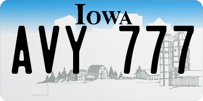 IA license plate AVY777